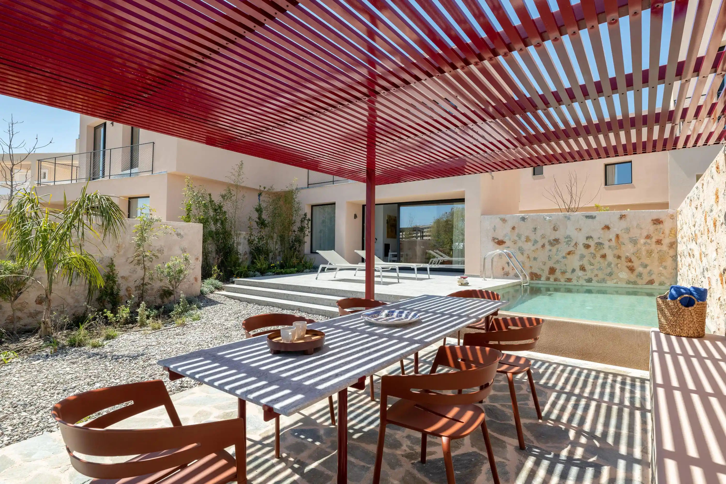 Outdoor BBQ area with wood-fired oven